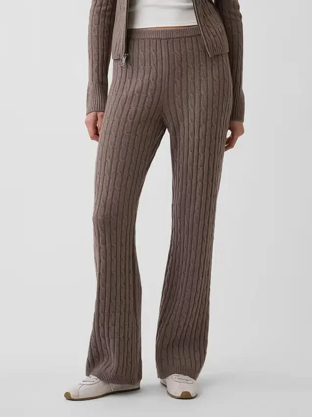 CashSoft Kablo Örgü Bootcut Kazak Pantolon