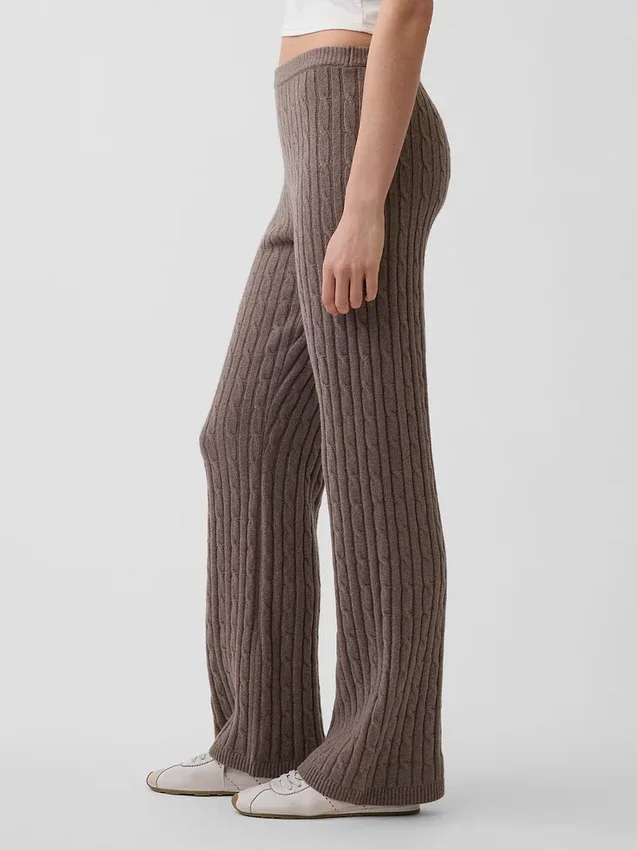 CashSoft Kablo Örgü Bootcut Kazak Pantolon