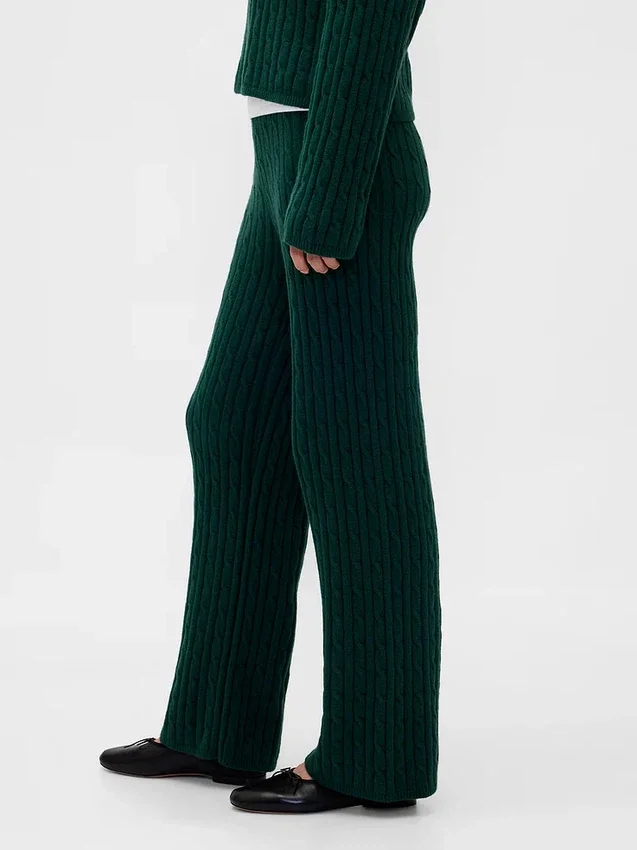 CashSoft Kablo Örgü Kazak Pantolon