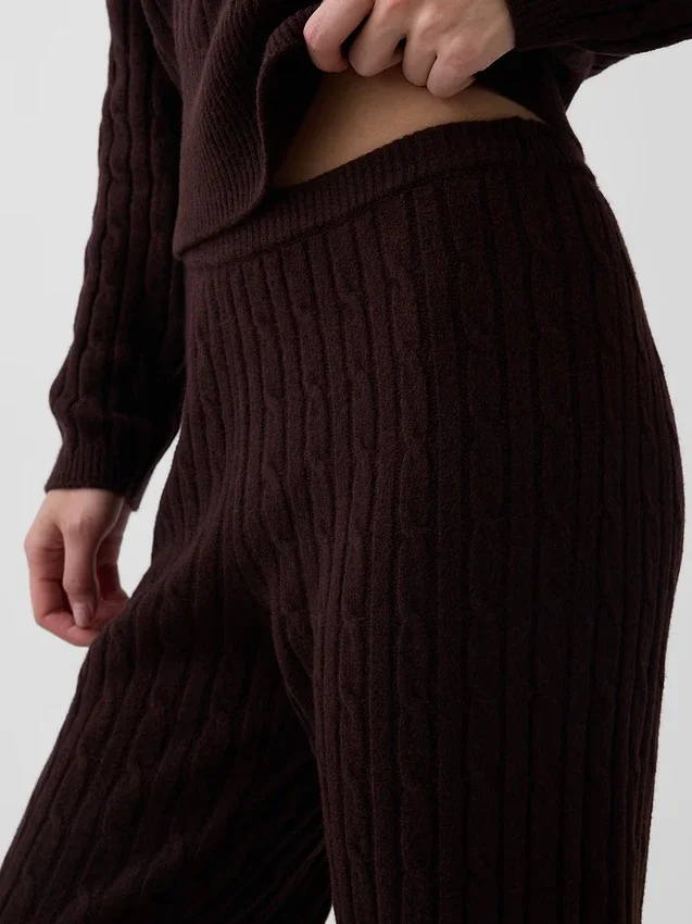 CashSoft Kablo Örgü Kazak Pantolon