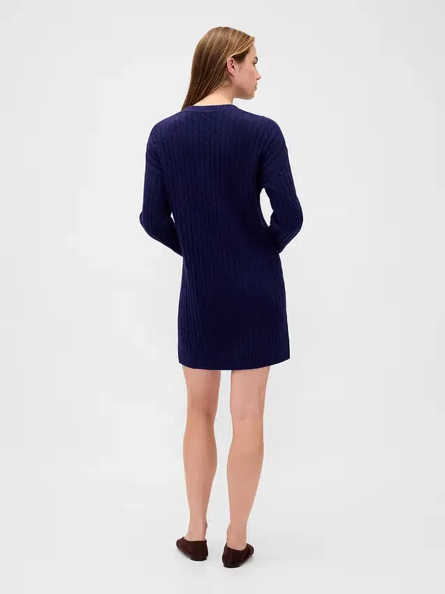 CashSoft Kablo Örgü Mini Kazak Elbise