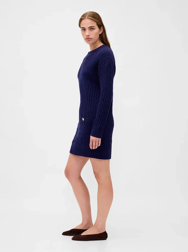 CashSoft Kablo Örgü Mini Kazak Elbise