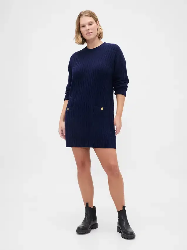 CashSoft Kablo Örgü Mini Kazak Elbise