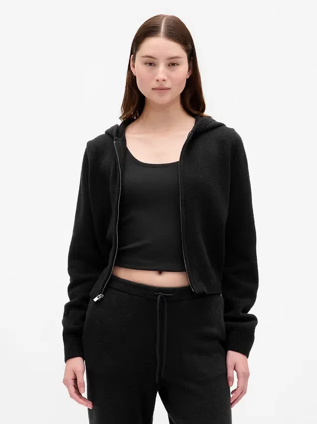 CashSoft Kazak Fermuarlı Kapüşonlu Sweatshirt