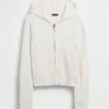 CashSoft Kazak Kısa Fermuarlı Kapüşonlu Sweatshirt