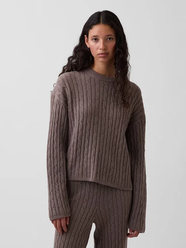 CashSoft Oversized Kablo Örgü Kazak