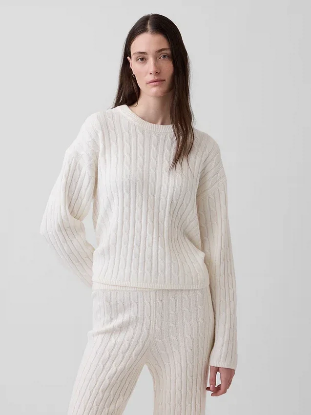 CashSoft Oversized Kablo Örgü Kazak
