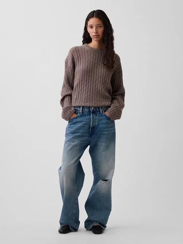 CashSoft Oversized Kablo Örgü Kazak