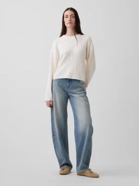 CashSoft Oversized Kablo Örgü Kazak