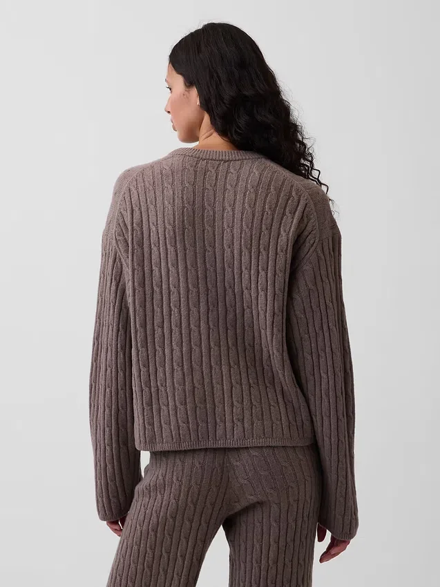 CashSoft Oversized Kablo Örgü Kazak