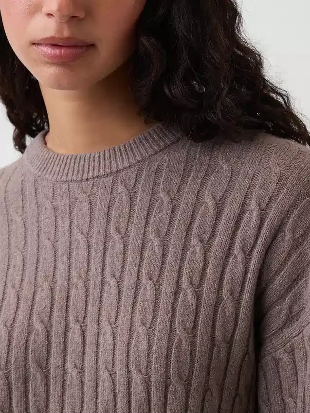 CashSoft Oversized Kablo Örgü Kazak