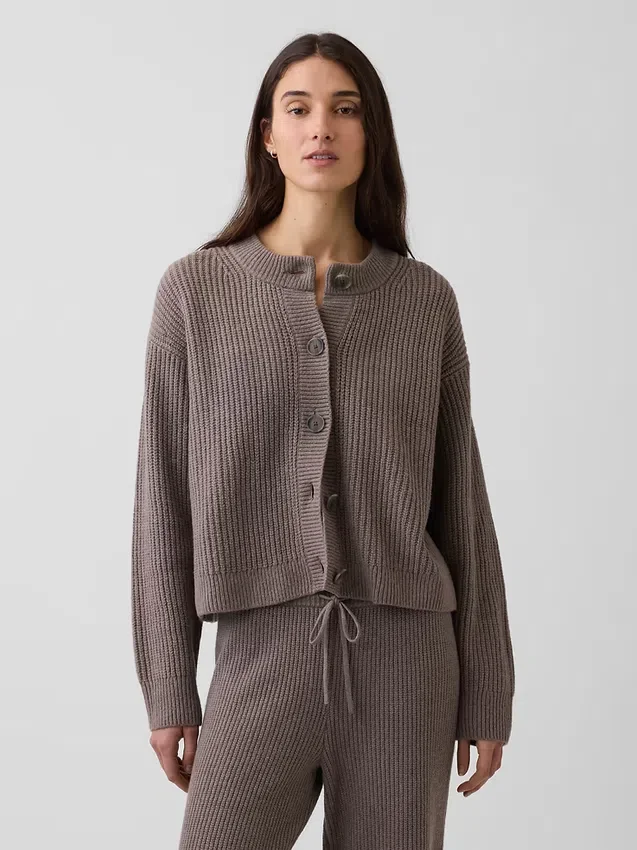 CashSoft Oversized Shaker-Stitch Hırka