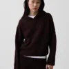CashSoft Oversized Shaker-Stitch Kapüşonlu Kazak
