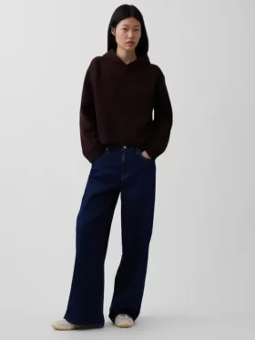 CashSoft Oversized Shaker-Stitch Kapüşonlu Kazak