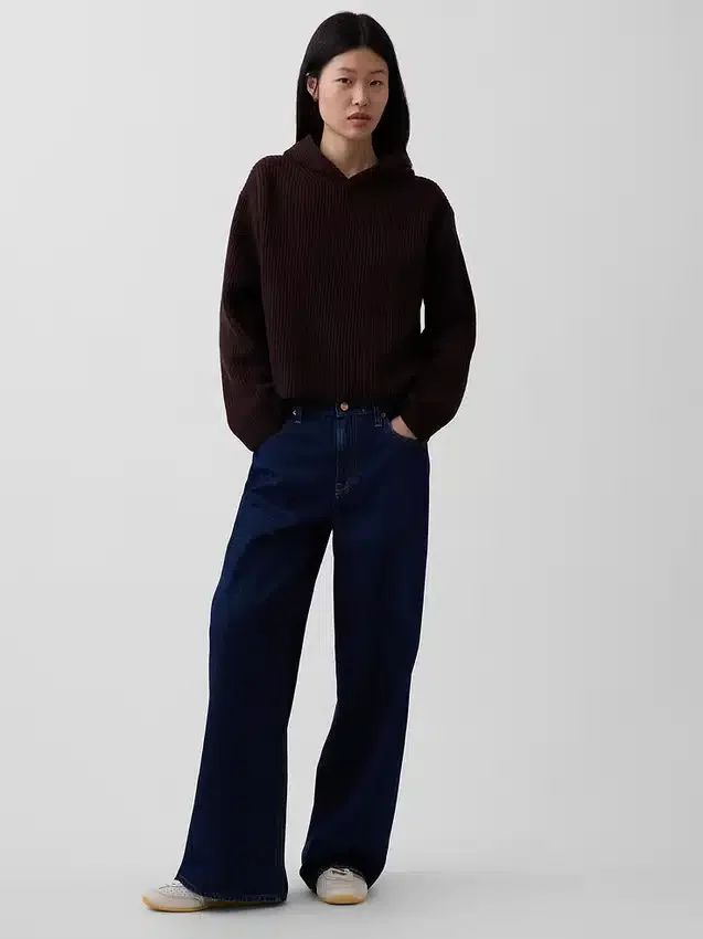 CashSoft Oversized Shaker-Stitch Kapüşonlu Kazak