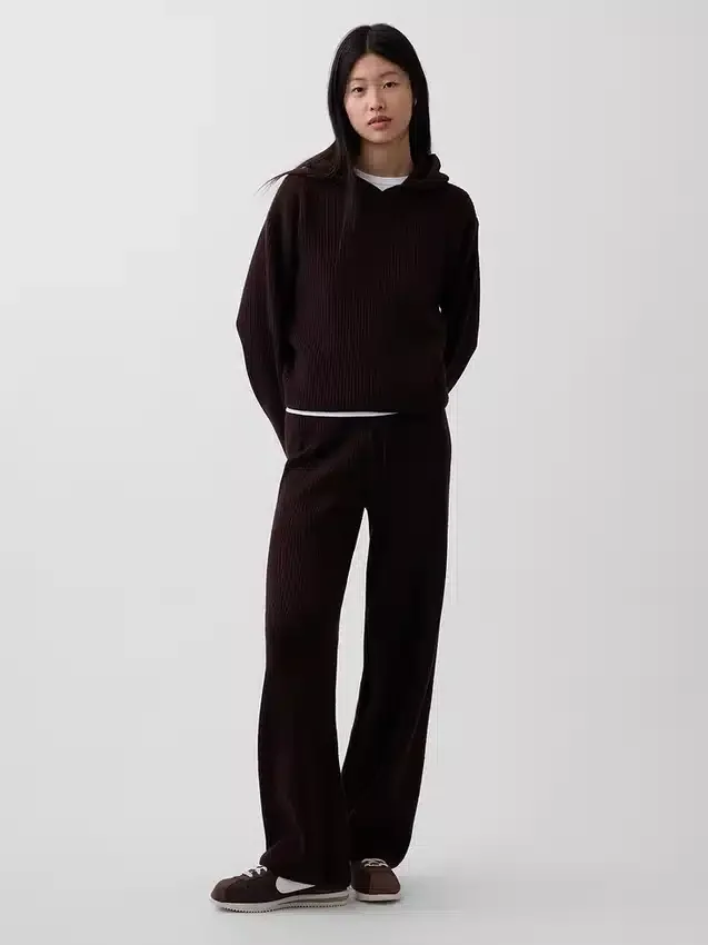 CashSoft Oversized Shaker-Stitch Kapüşonlu Kazak