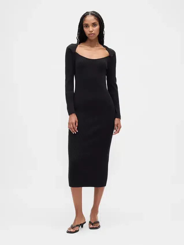 CashSoft Ribana Midi Kazak Elbise