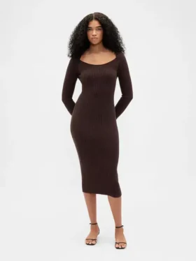 CashSoft Ribana Midi Kazak Elbise
