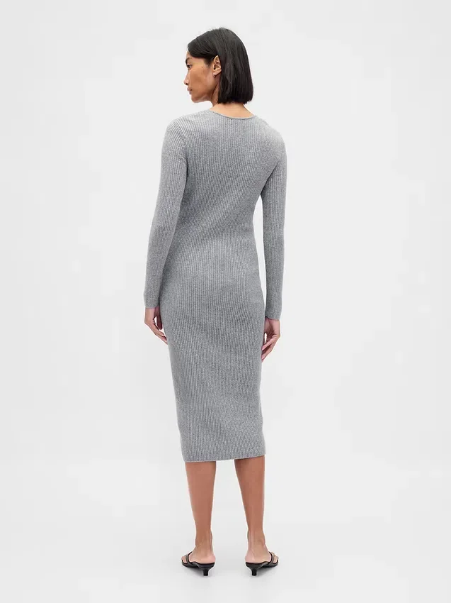 CashSoft Ribana Midi Kazak Elbise