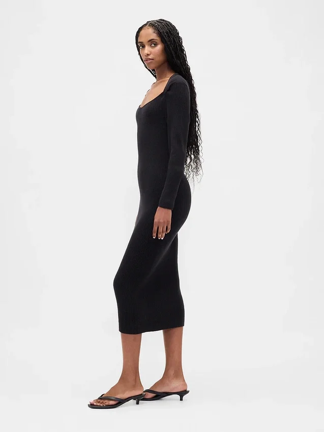 CashSoft Ribana Midi Kazak Elbise