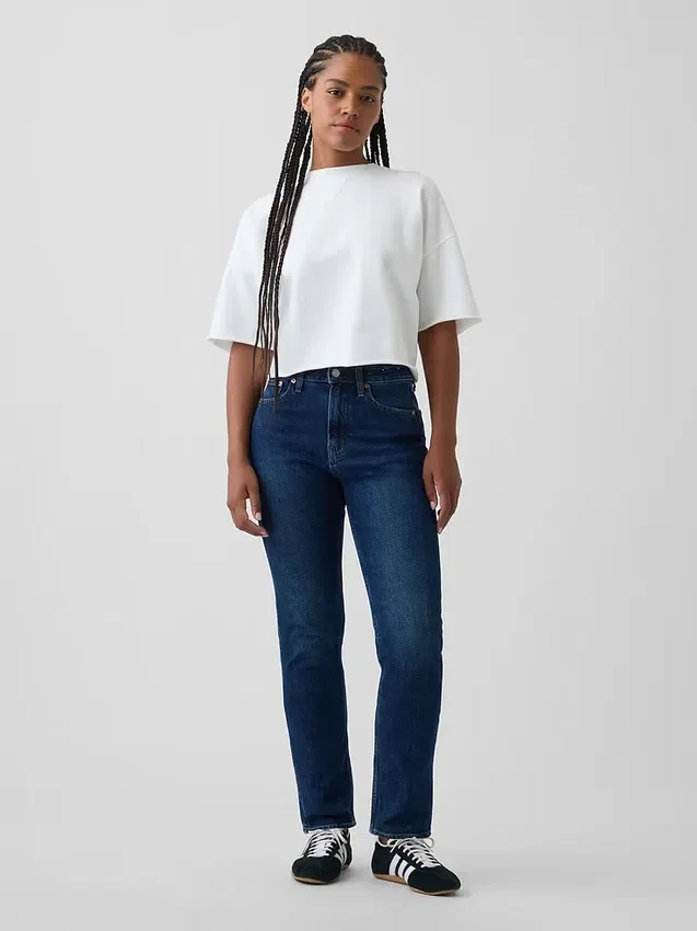 Curvy Yüksek Bel '90'lar Stilinde Dar Düz Kesim Jean