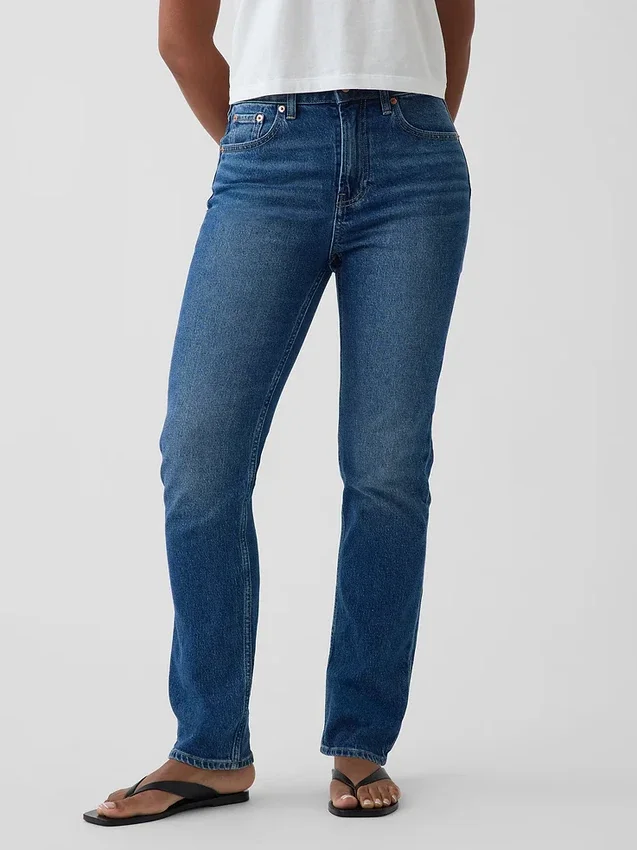 Curvy Yüksek Bel '90'lar Stilinde Dar Düz Kesim Jean