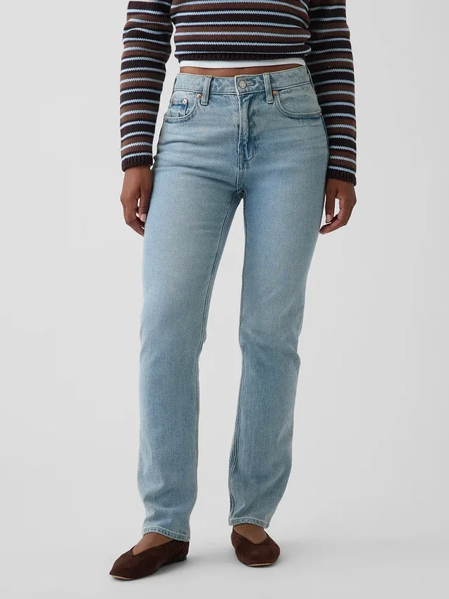 Curvy Yüksek Bel '90'lar Stilinde Dar Düz Kesim Jean