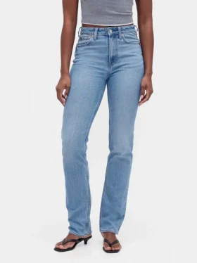 Curvy Yüksek Bel ’90’lar Stilinde Dar Düz Kesim Jean