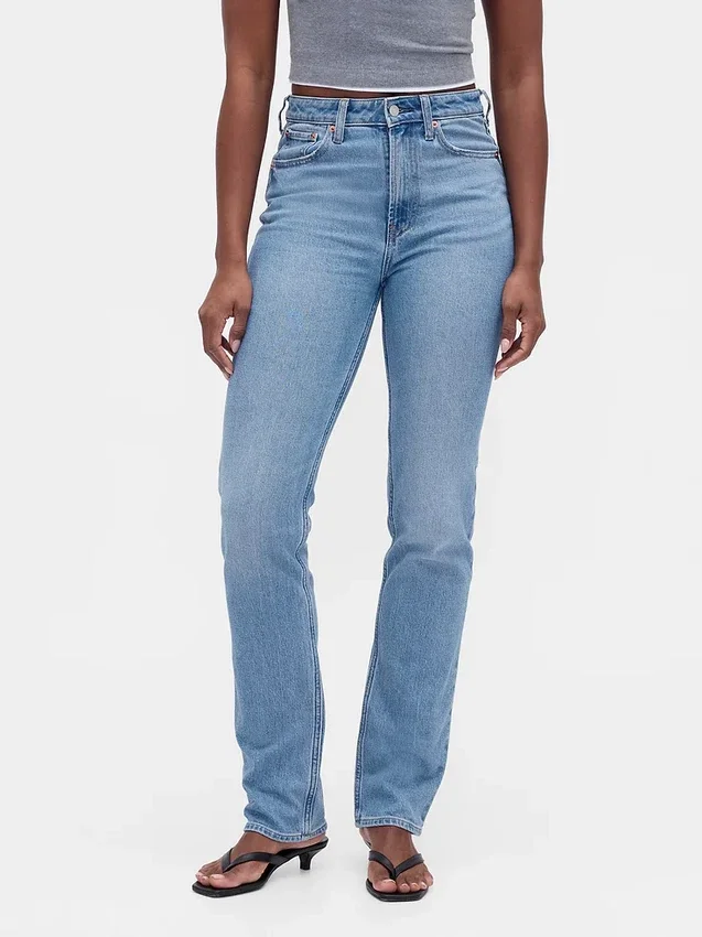Curvy Yüksek Bel '90'lar Stilinde Dar Düz Kesim Jean