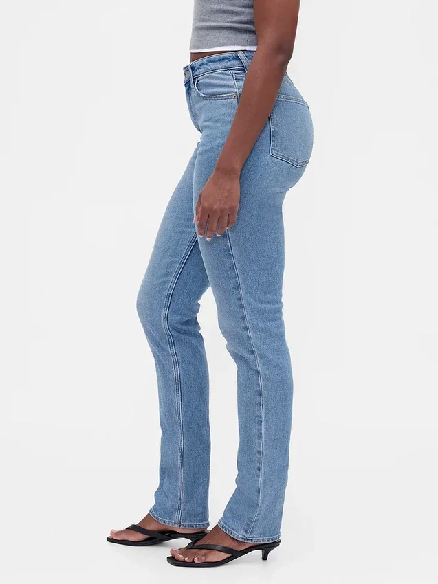 Curvy Yüksek Bel '90'lar Stilinde Dar Düz Kesim Jean
