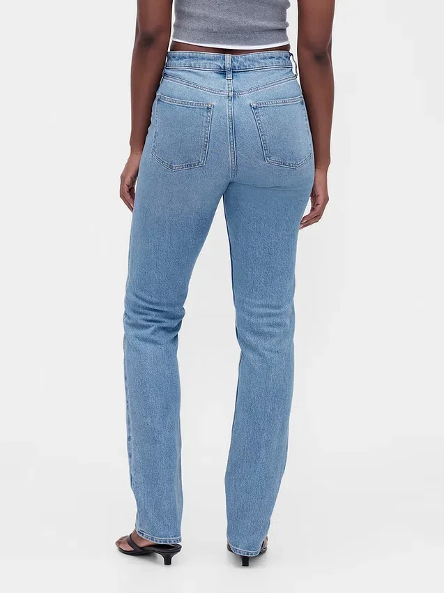 Curvy Yüksek Bel '90'lar Stilinde Dar Düz Kesim Jean