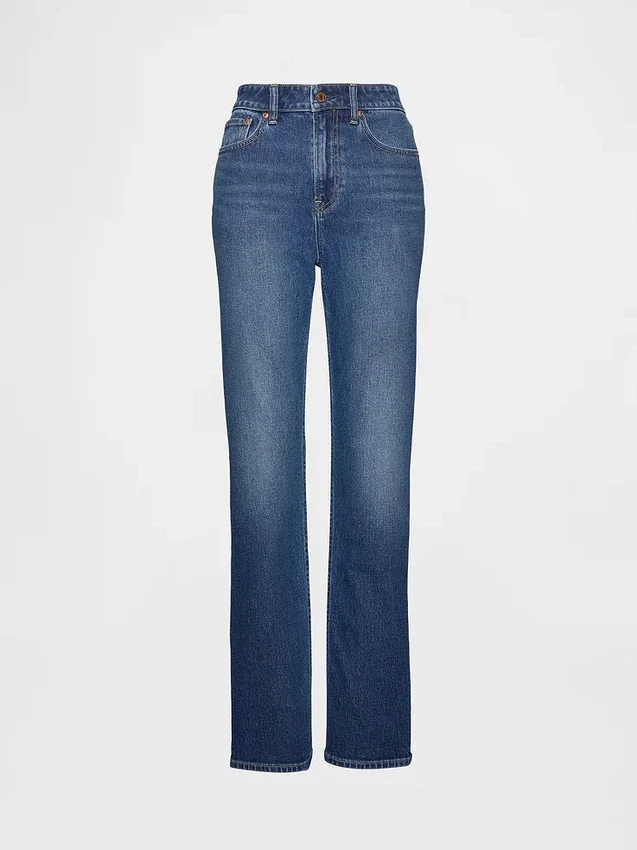 Curvy Yüksek Bel '90'lar Stilinde Dar Düz Kesim Jean