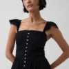 Dantel Fırfırlı Voile Maxi Elbise