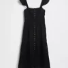 Dantel Fırfırlı Voile Maxi Elbise