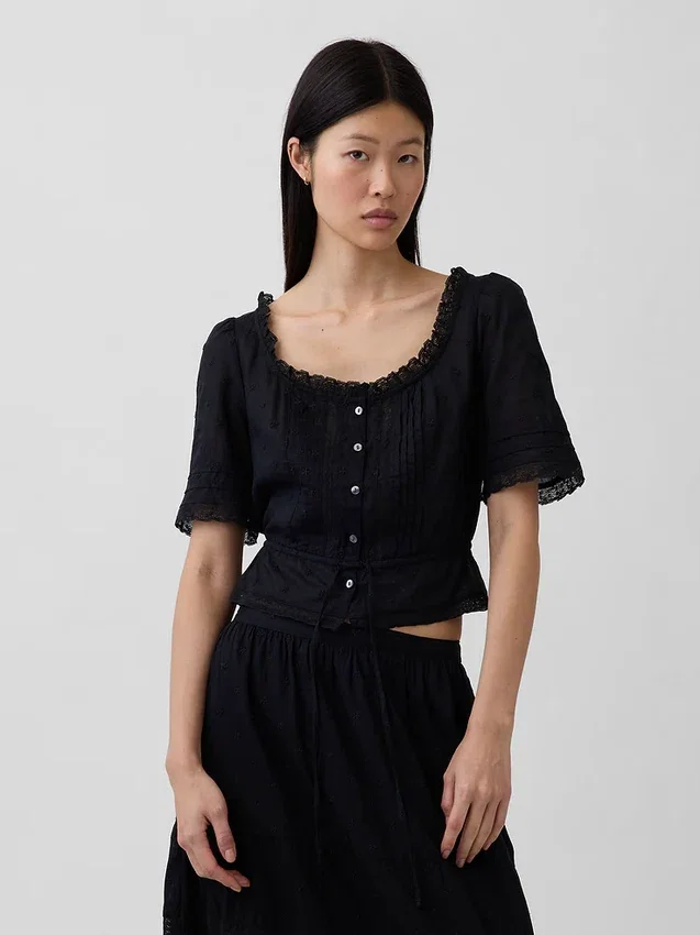 Dantel Süslemeli Peplum Bluz