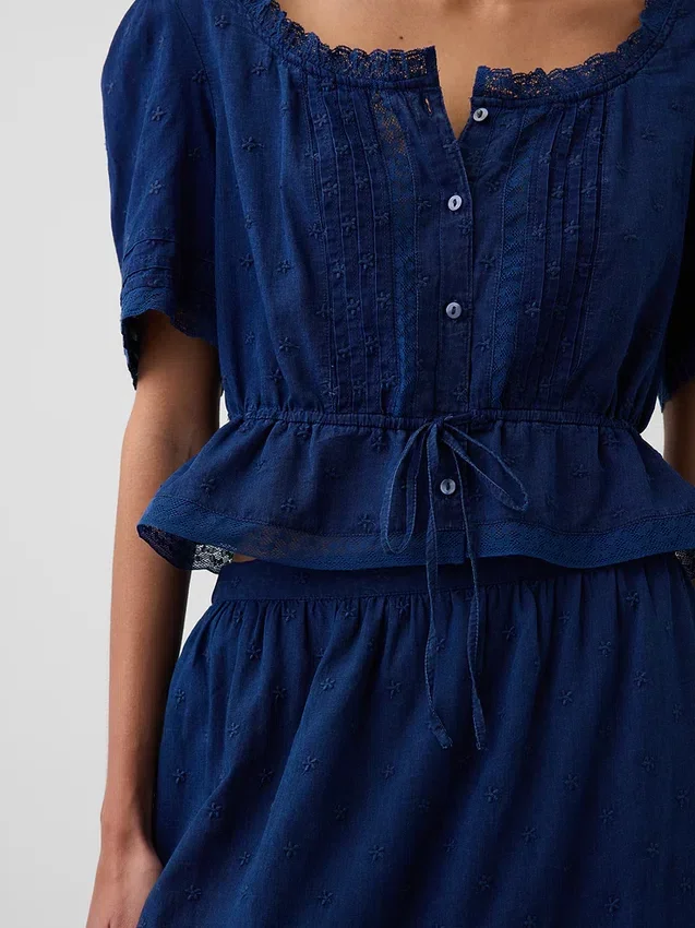 Dantel Süslemeli Peplum Bluz