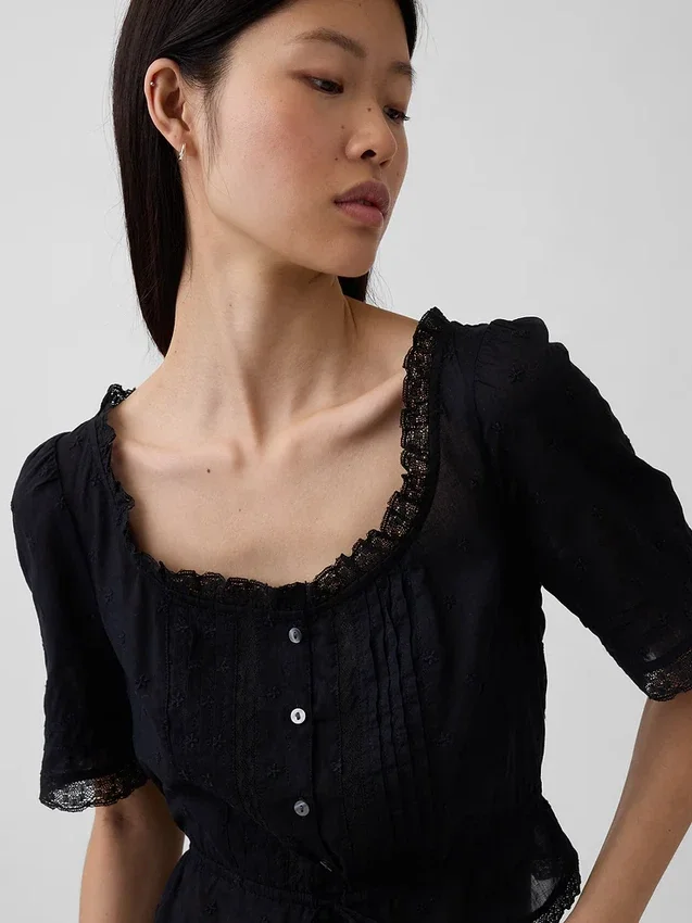 Dantel Süslemeli Peplum Bluz
