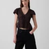 Dantel Voile Peplum Kısa Üst