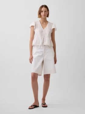 Dantel Voile Peplum Kısa Üst