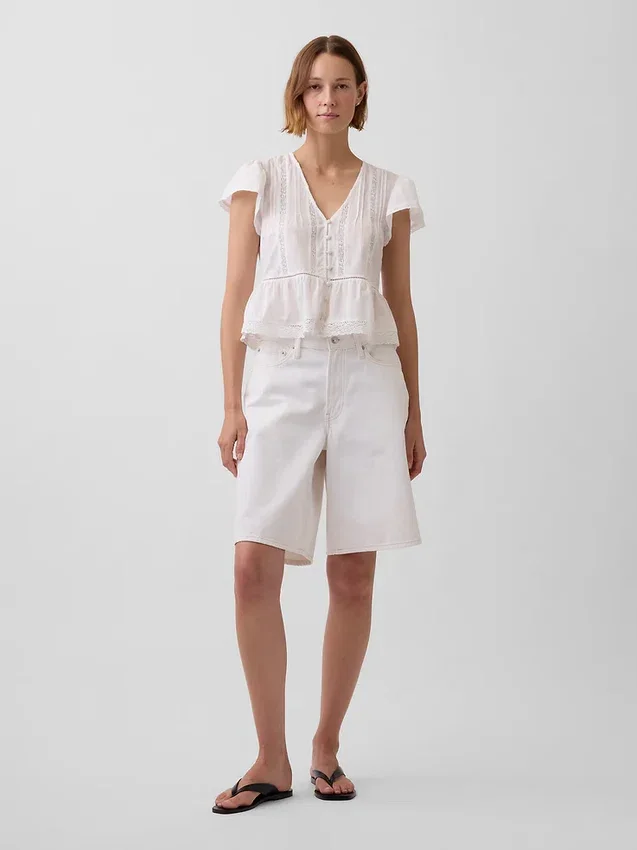Dantel Voile Peplum Kısa Üst