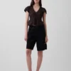 Dantel Voile Peplum Kısa Üst