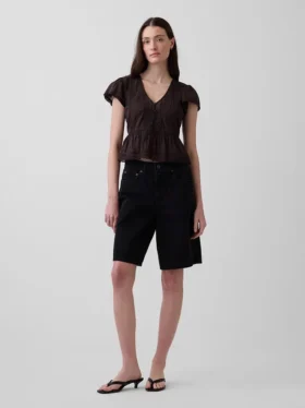 Dantel Voile Peplum Kısa Üst