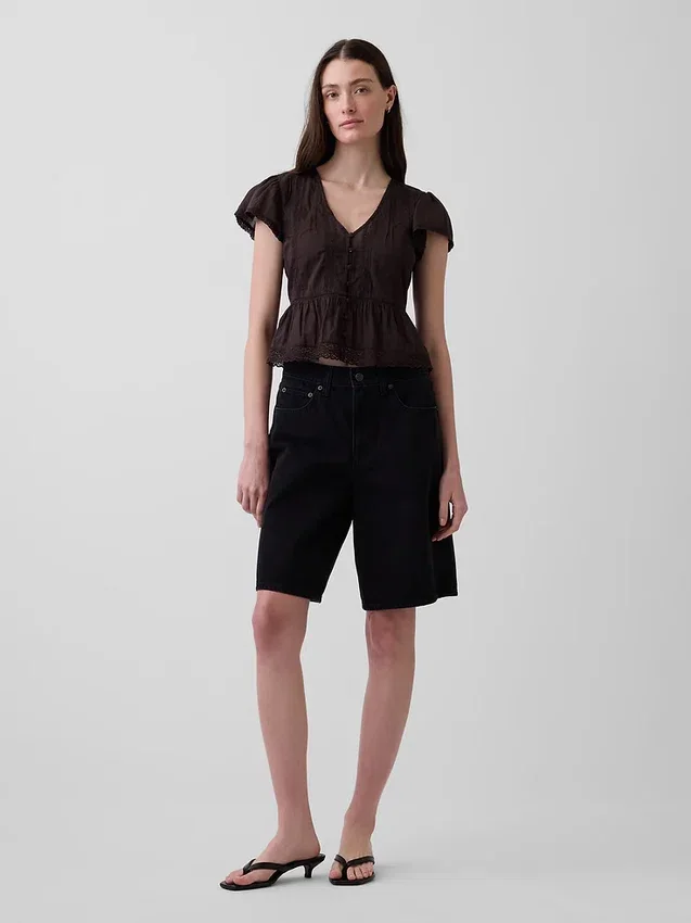 Dantel Voile Peplum Kısa Üst