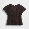 Dantel Voile Peplum Kısa Üst