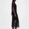 Dantelli V Yaka Midi Elbise