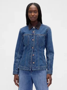 Dar Kesim Uzun Denim Ceket