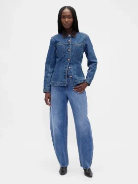Dar Kesim Uzun Denim Ceket