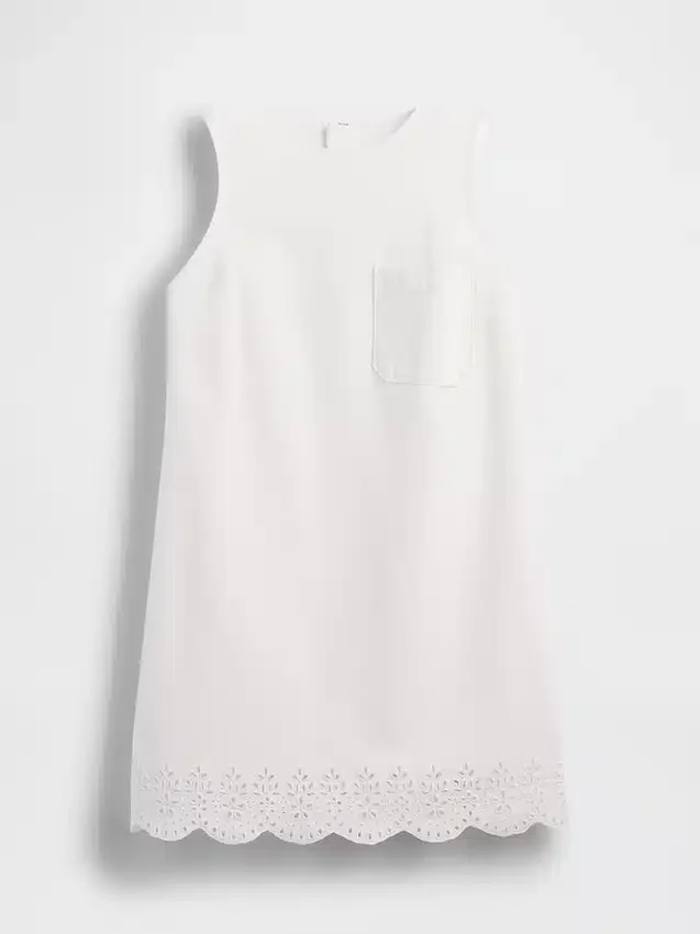 Delikli Etek Ucu Mini Shift Elbise