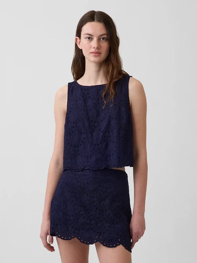 Delikli Kısa Şeffaf Tank Top