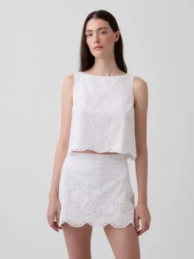 Delikli Kısa Şeffaf Tank Top